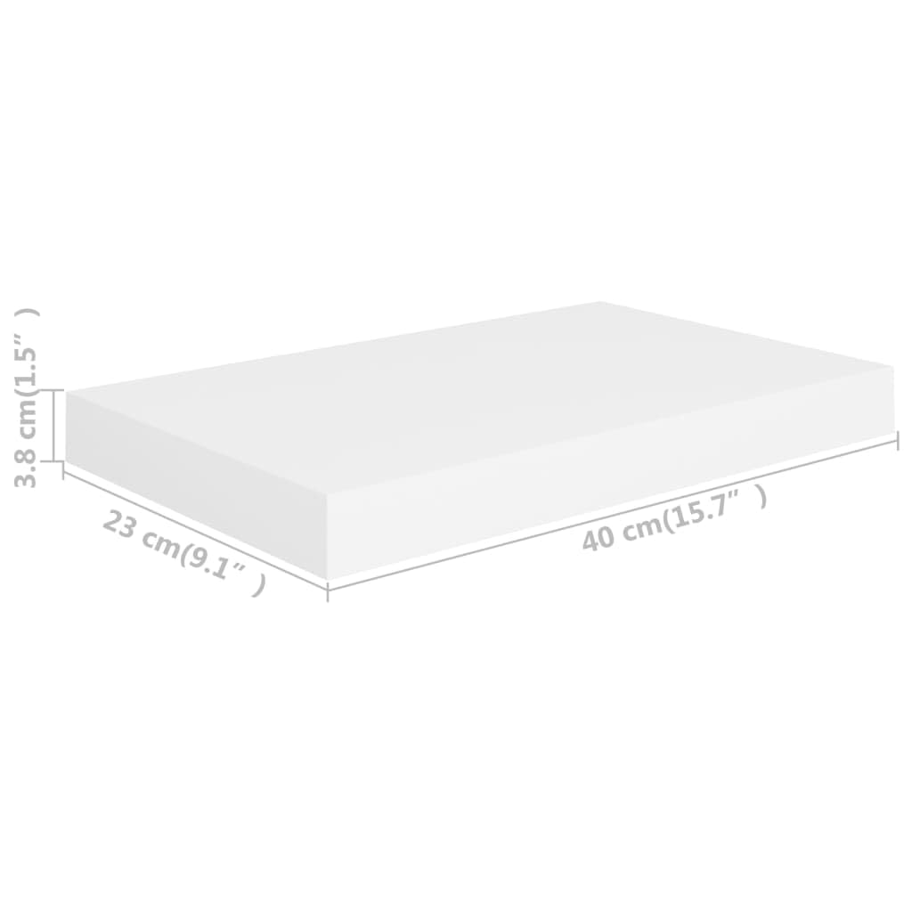 Zestaw 2 półek wiszących, białe, 40 x 23 x 3,8 cm, płyta MDF o strukturze plastra miodu z metalową ramą, niewidoczny system mocowania książek i artykułów dekoracyjnych, stabilna półka ścienna