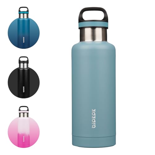 Image of BJPKPK Insulated Water Bottle 32OZ Stainless Steel Water Bottle with Handle Double Walls Vacuum Insulated BPA Free Flask, Light Blue