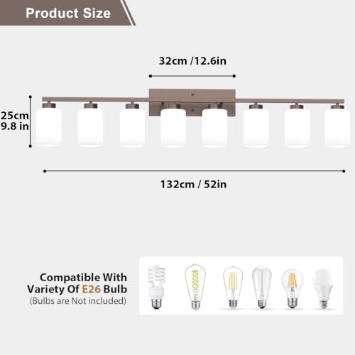 Image of IZORRO Bathroom Light Fixtures, Modern Vanity Lights, Bathroom Lighting Fixtures Over Mirror with Milky White Shade, Wall Sconce for Living Room Cabinet Bedroom (Oil Rubbed Bronze, 8-Light)