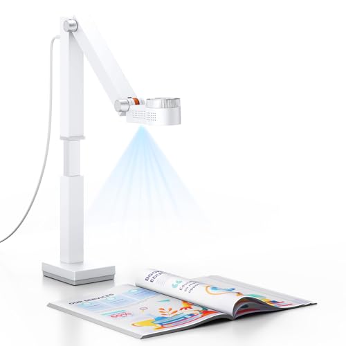 CZUR Fancy S Pro 4K Dokumentenkamera 12MP Visualizer mit Dual-Mode Autofokus, LED Licht & MIC, bis zu A3, 60fps, für Online-Unterricht, Präsentationen, Content Creation (Windows & Mac) (Weiß)
