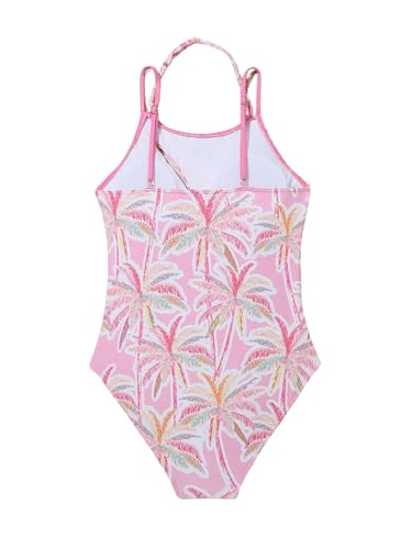 WDIRARA Girl's Tropical Print Cut Out Ring Linked One Piece Swimsuit Double Strap Boho Summer Swimwear4