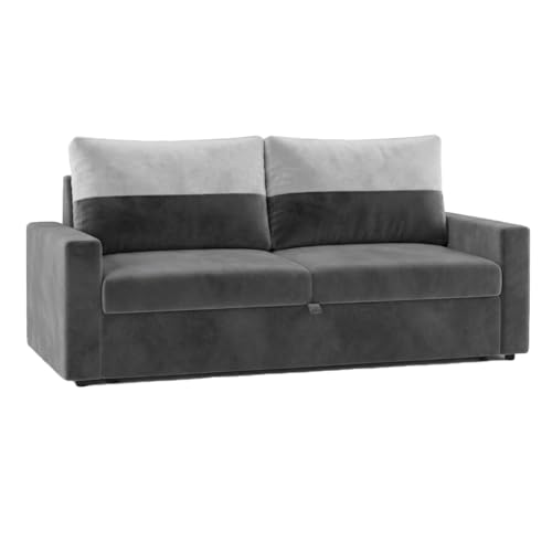 Image of SOCOZI Enrique 2 Seater Sofa Cum Bed | Soft Velvet Suede Fabric | Modern Convertible Design | Plush Comfort Seating for Living Room (Dark Gray)