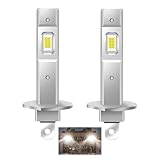 Huxiny Ampoule H1 LED, 2 pièces Ampoule LED H1, Ampoule H1, Amp oule H 1 L ED Ultra Puissante, LE D H1 Voiture, Voiture Blanc Froid Super Bright Remplacement Halogène Imperméable Plug & Play