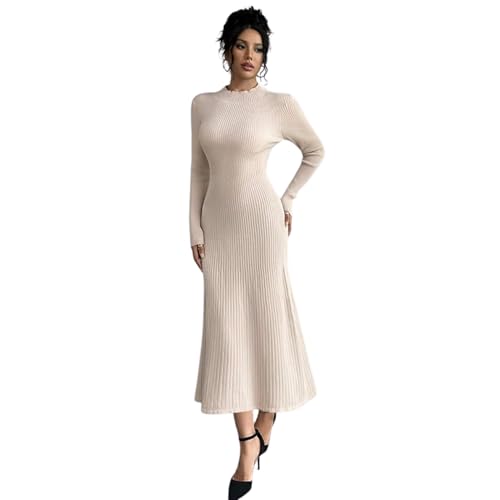 Image of TRAQUILA Women's Fit & Flare Maxi Dress | Long Sleeves | Round Neck | Soft, Stretchable Lycra | Casual wear