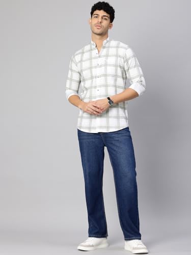 Image of Majestic Man Men's Pure Cotton Mandarin Collar Slim Fit Casual Shirt