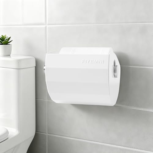 FIYEMNI Cat-Proof Toilet Paper Cover, Anti-Dog Toilet Roll Protector Guard. Prevents Pet from Playing & Pulling Tissue Paper, TP Shield for Most Standard Holders - White