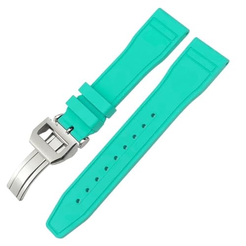 Bracelet montre caoutchouc 22mm étanche vert et jaune pour sport et mer