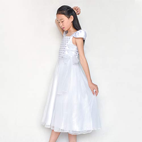 Sunny Fashion Flower Girls Dress White Sparkling Corset Pageant Vintage3