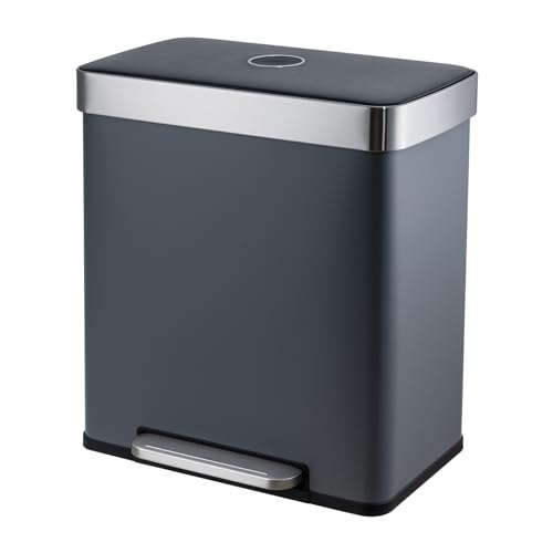 SVITA LT2X30 Mülleimer 60 Liter Treteimer Tretmülleimer Abfalleimer 2 Fächer je 30 Liter freistehend mit Deckel Softclose-Deckel inkl. Inneneimer Grau – Bild 4