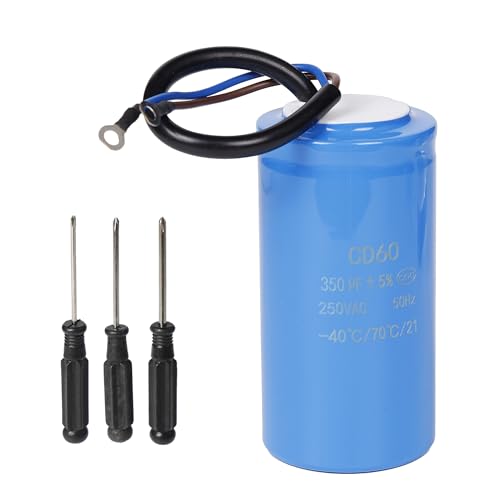 Stonenect Kondensator Motorstart-, Betriebs- und Laufkondensatoren 50/60Hz mit Kabel Für Elektromotoren Kühlschrank Wasserpumpe Automatisches Tor Luftkompressor (350uF 250V CD60)