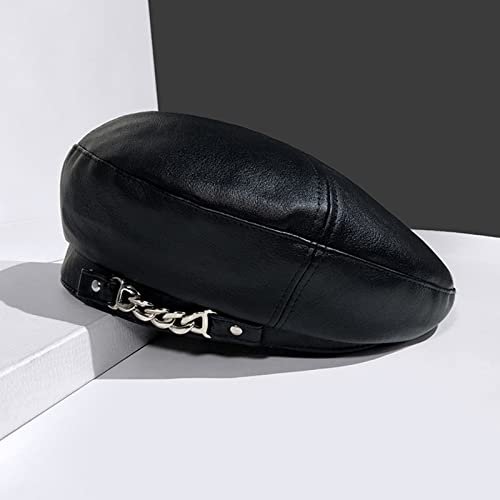 Muyiyi11 Vintage British Ladies Beret Octagonal Hat All-Match Pu Leather Painter Hat White One Size #TOP6