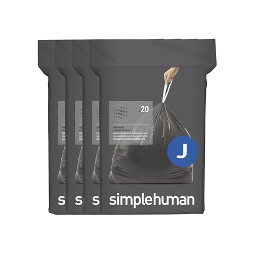 Image of simplehuman Code J 80 Count, Genuine Odorsorb Custom Fit Liners, Drawstring Odor Absorbing Trash Bags in Dispenser Packs, 30-45 Liter / 8-12 Gallon
