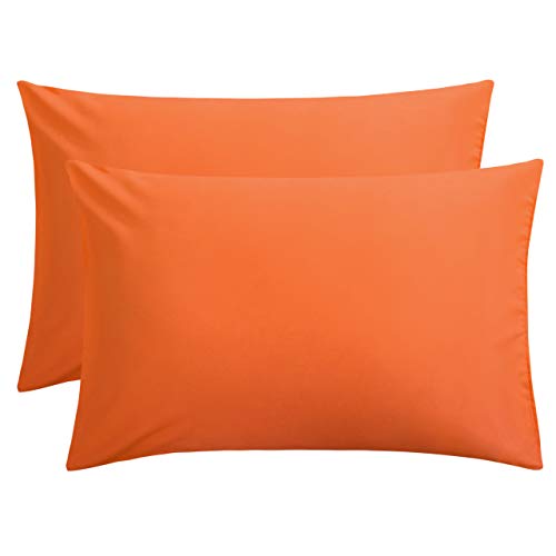 FLXXIE 2 Pack Microfiber Queen Pillow Cases, 1800 Super Soft Pillowcases with Envelope Closure, Wrinkle, Fade and Stain Resistant Pillow Covers, 20x30, Orange