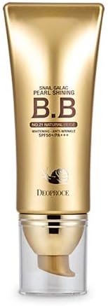 Pearl Shining BB Cream Snail Galac SPF50+/PA+++ Face Moisturizer Skin Tone Correction Blemish Covering UVA/UVB Block reduction Korean Makeup Anti Wrinkle (#21 Natural Beige)