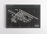 MG Global Minimal Hanging Canvas Print of Portland Intl Airport Pdx 1 | 8x12 12x18 16x24 20x30 24x36 Minimalist Wall Art | Modern Gift | Minimalism Home Office Decor
