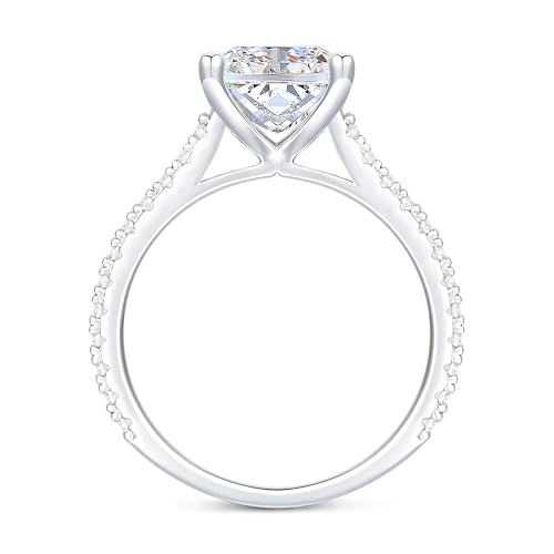 Lispark 14K White Gold 4 Carat Radiant Cut Moissanite Engagement Ring Classic 4-Prong 8x10mm Radiant Engagement Ring for Women (White Gold - 7) by Lispark - Image 2