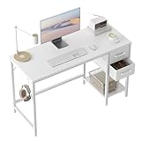 CubiCubi Computer Desk with 2 Drawers, 40 Inch Small Home Office Desk with Storage Study Writing Table, Pure White