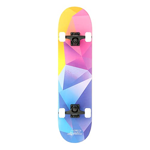 Nils Extreme Skateboard Für Kinder Jugend und Erwachsene - ABEC 7 - Longboard - Rollen Board - Hohe Qualität Skateboards Holz Deck - 78x20 cm - CR3108SA - Geometric