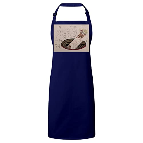 Tablier cuisine estampe japonaise vintage premium en toile coton d'art délicat