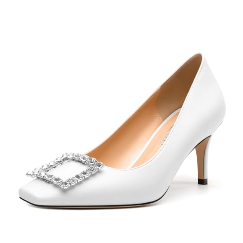 BEAUPAS Women's Platform Chunky Heel Oxford Booties - Vintage Lace Up High Heel Shoes