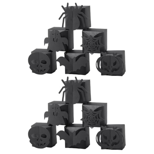 6 Caixas de doces Halloween assustadores, motivos lustre fantasma morcego, caixas de presente para festas (6 × 6 × 5 cm)