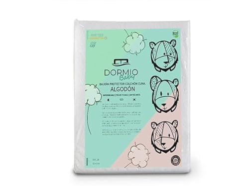 Dormio Protector Colchón Cuna Liso Algodón 100% Impermeable Transpirable Hipoalergénico 60x120 cm