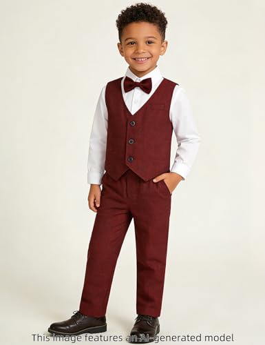 Image of A&J DESIGN 4pcs Baby & Toddler Suit, 12 Months - 5T, Shirt & Pants & Vest & Bow Tie