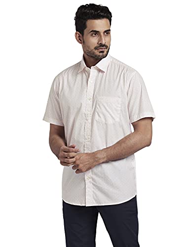 Image of Colorplus Men's Pure Cotton Print Pattern Tailored Fit Spread Collar Half Sleeve Casual Shirt