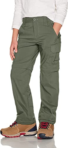 CQR Kids Youth Hiking Cargo Pants, UPF 50+ Quick Dry Convertible Zip Off Pants, Outdoor Camping Pants, Convertible Olive, X-Small -  Tesla Gears