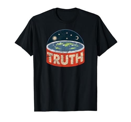 Flat Earth Conspiracy Theory Society Flat Earth Vintage T-Shirt, Men, Black, 4X-Large