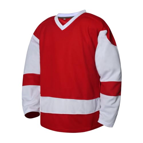 La Mejor Selección de Ropa de Hockey sobre hielo comprados en linea. 43 playera de hockey sobre hielo en blanco, playera de hockey para hombre, rojo ((Red-W), X-Large
