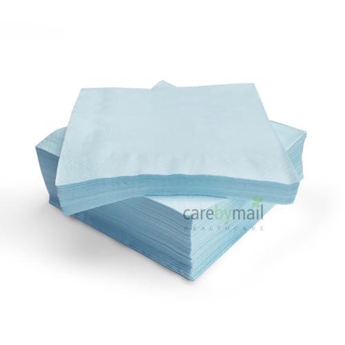 Image of Paper Napkins | 33cm x 33cm | 2 Ply Disposable Paper Napkins/Serviettes | 100 Pack | CarebyMail (Sky Blue)