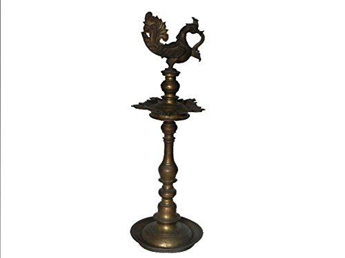 Indian-Shelf Handmade Premium Quality Vintage Religious Pital Diya for Ceremonies God Idols Deepak Awards Pooja Unique Brass Oil LampsDecorative (66.04 Cm)