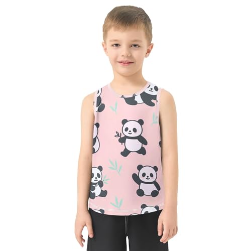 Minimalist Panda Pink Tank Tops for Children Sleeveless Kids Vest Boys Workout Shirts for Golf Swim Bike Jog 3T2