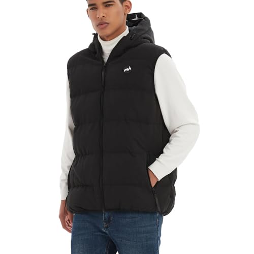 Image of MADHERO Men's Puffer Vest with Hood Water-Resistant Puffy Vests Outerwear Sleeveless Jacket
