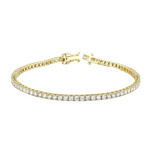 BFD Bracelet rivière en or jaune avec diamants cultivés en laboratoire 3,0-5,0 ct D/VS pour femme, longueur du bracelet : 17,8 cm, 7 inches, Métal, Diamant