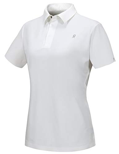 Little Donkey Andy Women's Stretch Short Sleeve Seamless Golf Polo Shirt with Laser Cuts, UPF 50, Quick Dry White XL