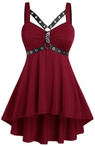 ROSE GAL Womens Plus Size Curve High Low Tank Tops Gothic Sleeveless Strap Tank Top