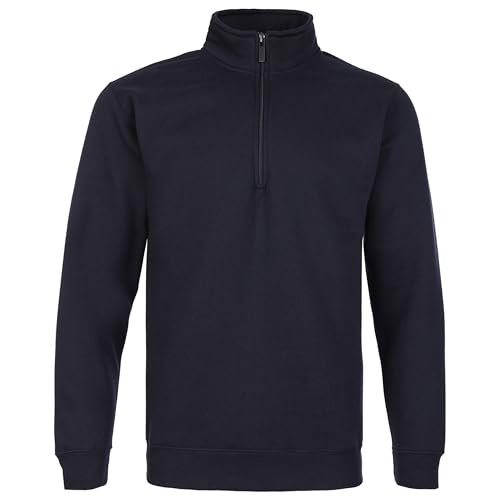 Fort - Workforce 1/4 Zip Sweatshirt for Men - Size 2XL, Navy - Warm Brushed Fleece Jumper, Comfortable Workwear or Casual Top Layer - Polyester Cotton Blend, Elasticated Cuffs & Hem