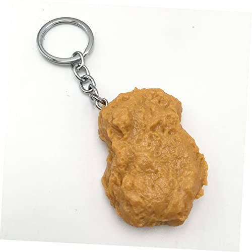 FRCOLOR Simulierter Hähnchen Nugget Schlüsselanhänger Kreativer Schlüsselring für Studenten Lustiges Fried Food Ornament Einzigartiger Anhänger für Schlüssel und Deko