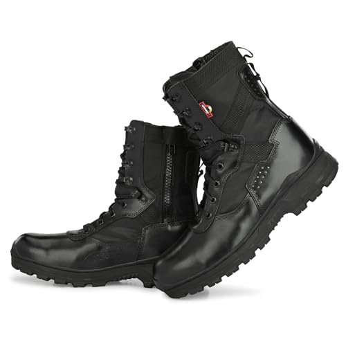 Image of Mikaasa Alpha Aerolite 8.0 Suede Side Zip Leather Military & Tactical Work Boots with Side Zipper 8 Inch Combat Boots, Lightweight Comfortable Shoes, Durable & Breathable, Motorbike Boot -Beige, 6 US