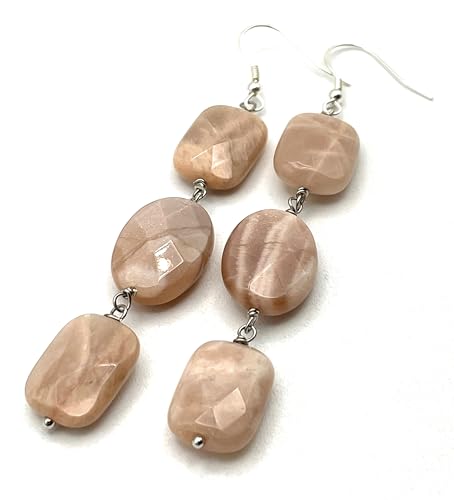 Boucles d'oreilles pierre de soleil beige, illuminez votre style bohème chic au quotidien