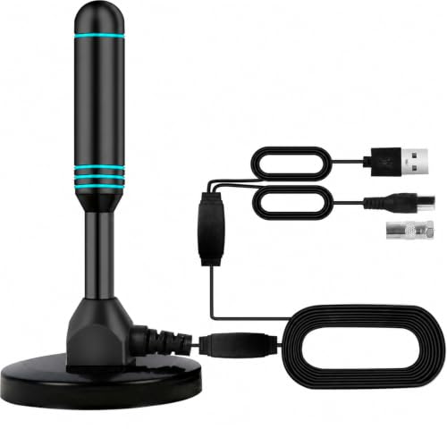 Image of Indoor TV Antenna with 2 Signal Boosters & 32FT Cable - Digital Antenna for Smart TV, Magnetic Base, Supports 4K 1080p - Dual Amplifiers for Long Range Reception of Local Channels(Turquoise)