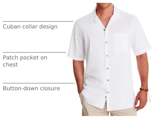 Image of Alimens & Gentle Mens Linen Shirts Cotton Hawaiian Shirts Short Sleeve Button Down Shirts Casual Summer Beach Tops