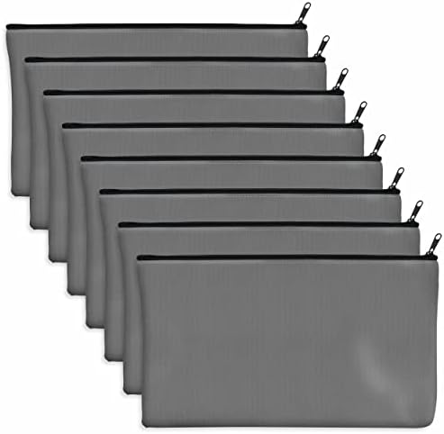 15 Pack Blank Cotton Canvas DIY Craft Zipper Bags Pouches Pencil Case for Makeup Cosmetic Toiletry Stationary Storage(Black + Grey + White)