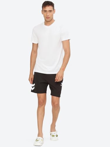 Image of hummel Budoc Round Neck Half Sleeve Solid Regular fit Polyester T-Shirt for Men Comfortable Breathable Fabric Stretchable for Everyday Use Ideal for Yoga Training Gym Running or Performance