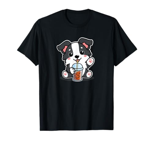 Cute Funny Kawaii Kids Boba Bubble Tea Border Collie Lover Camiseta