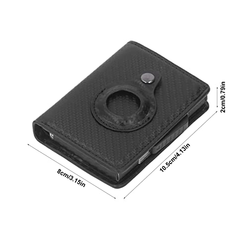 Leather Wallet for Men Women, Wallet Card Bag Aluminum Alloy PU Leather Multifunctional Anti Theft Card Holder for iOS Locator/507 (Color : Carbon Black)4