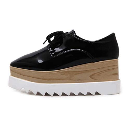 ZSQBQ Women Fashion Comfort Pumps High Heel Shoes Square Toe Lace-up Office Dress Platform Wedge Shoes2