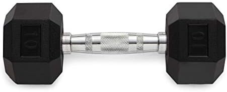 Weider's Rubber Hex Compact Size Dumbbell, Single, 10lbs